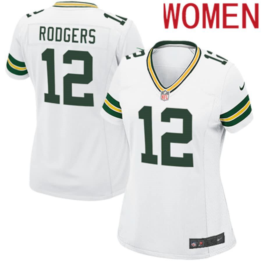 Women Green Bay Packers #12 Aaron Rodgers Nike White Game NFL Jersey